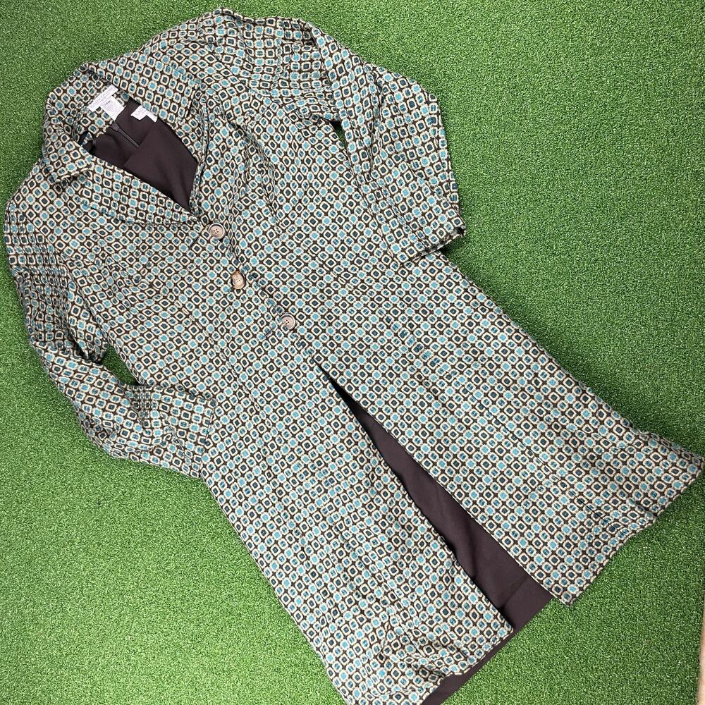Vintage Lady Dorby Green Single Breasted Trench Coat Sleeveless Dress Set Sz 14W